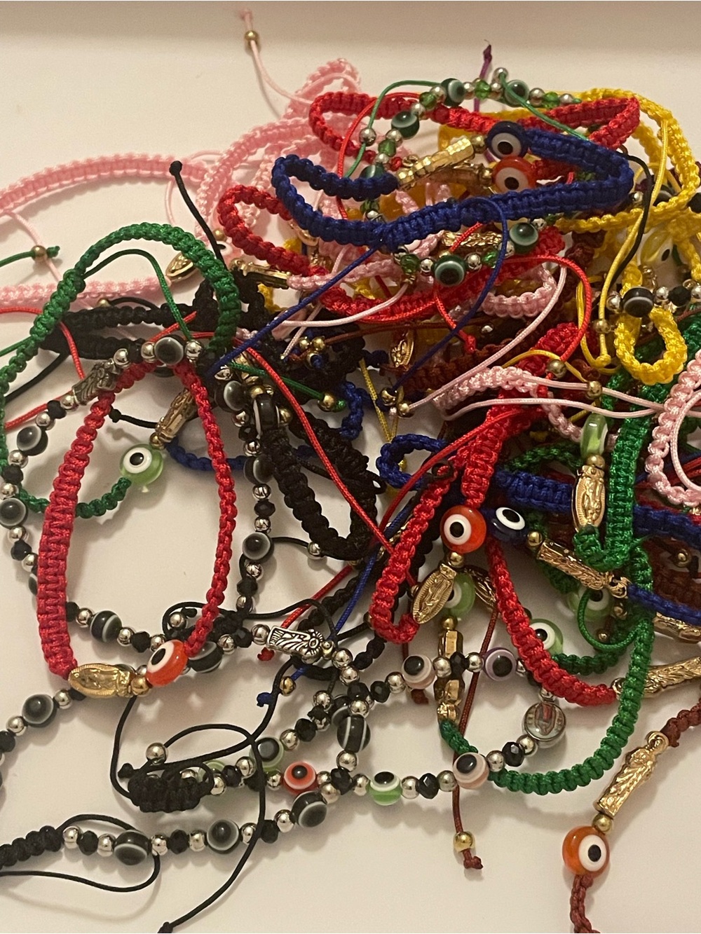 40 Handmade Evil Eye Beaded Cord Bracelets Sets Adjustable - Picture 4 of 6